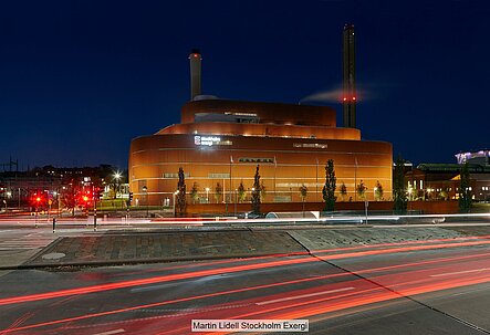 Stockholm Exergi's Värtaverket Biomass Power Plant by night