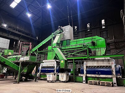 Waste processing equipment inside Niramax facility in Hartlepool, UK