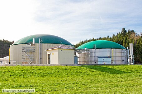 Stock photo of two digesters in an anaerobic digestion plant