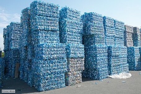 baled plastic bottles for recycling, stockphoto