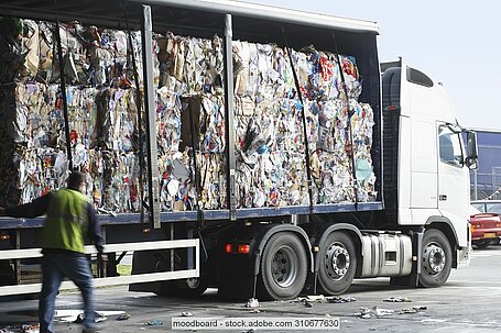 Lorry with recovered paper