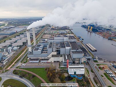Areal view of AEB's waste to energy plant in Amsterdam