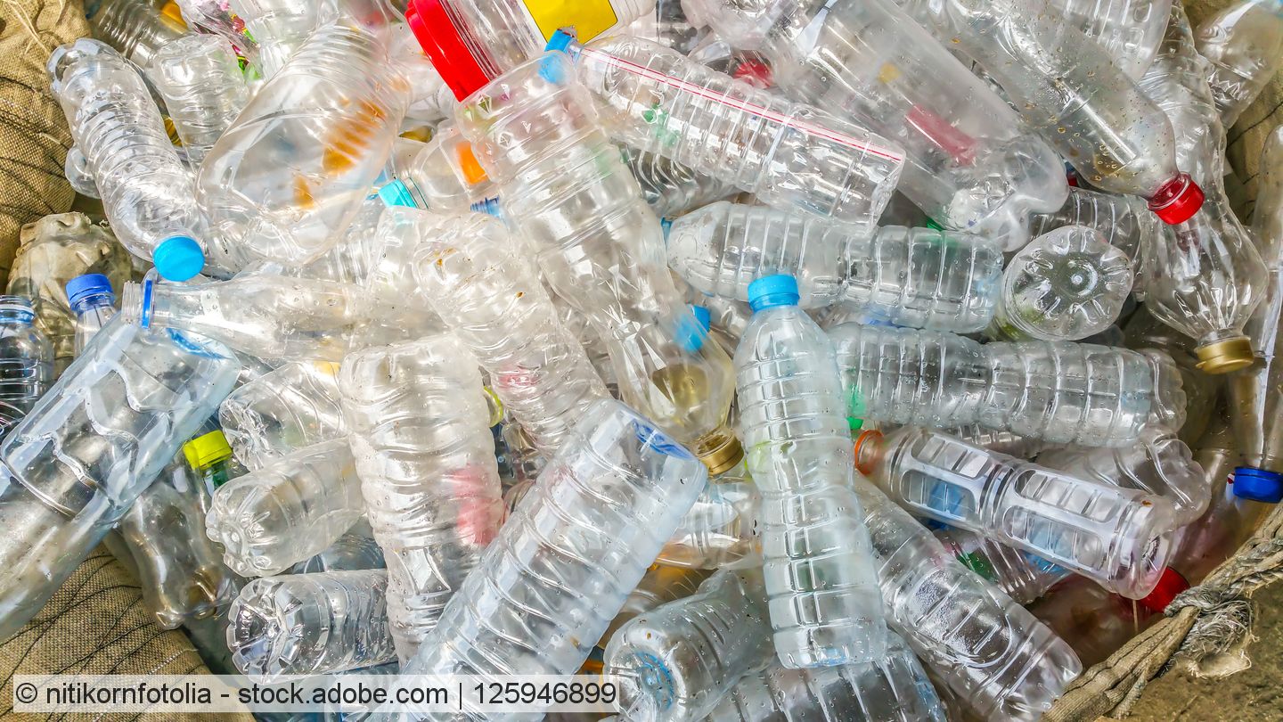 A pile of clear PET bottles (stock photo)