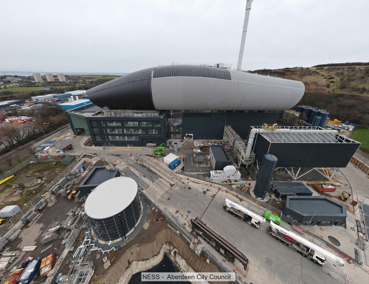 Photo of the NESS waste to energy plant in Aberdeen Scottland in early 2023