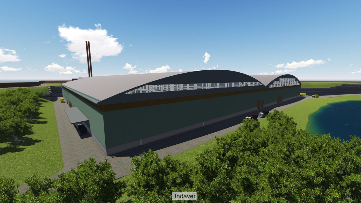 Artist's rendering of Indaver's future Rivenhall energy from waste facility in Essex County, England