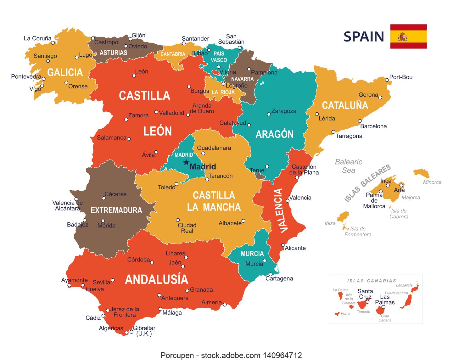 Map of Spain's autonomous communities (regions)