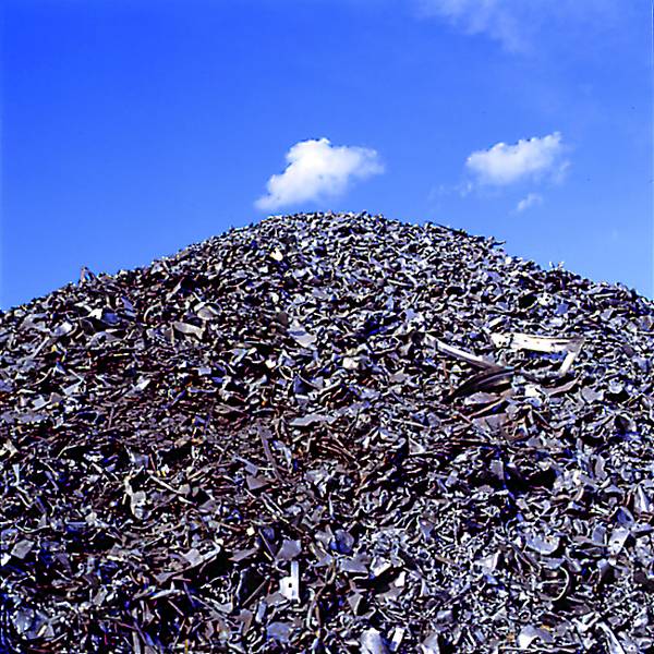 Pile of shredded steel scrap