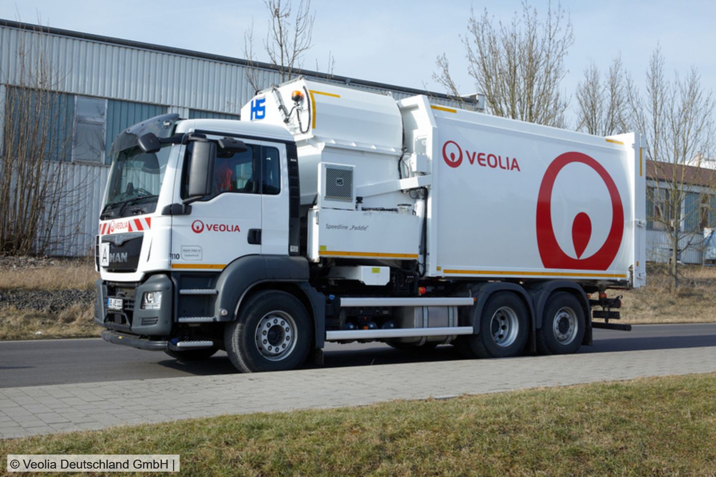 Waste collection vehicle with Veolia livery