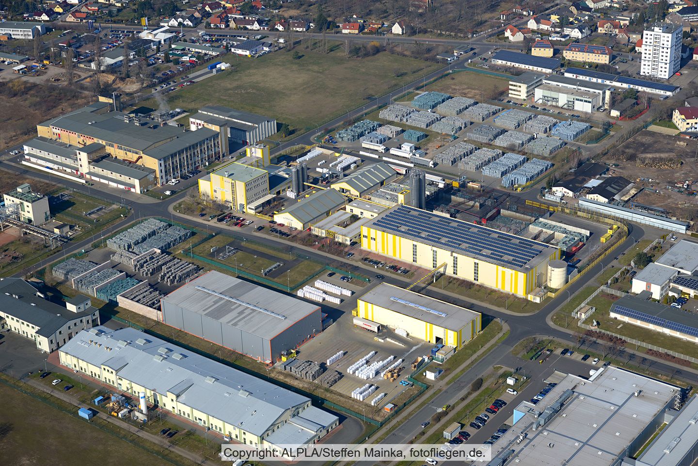 Aerial view of Texplast's site in Wolfen, Germany