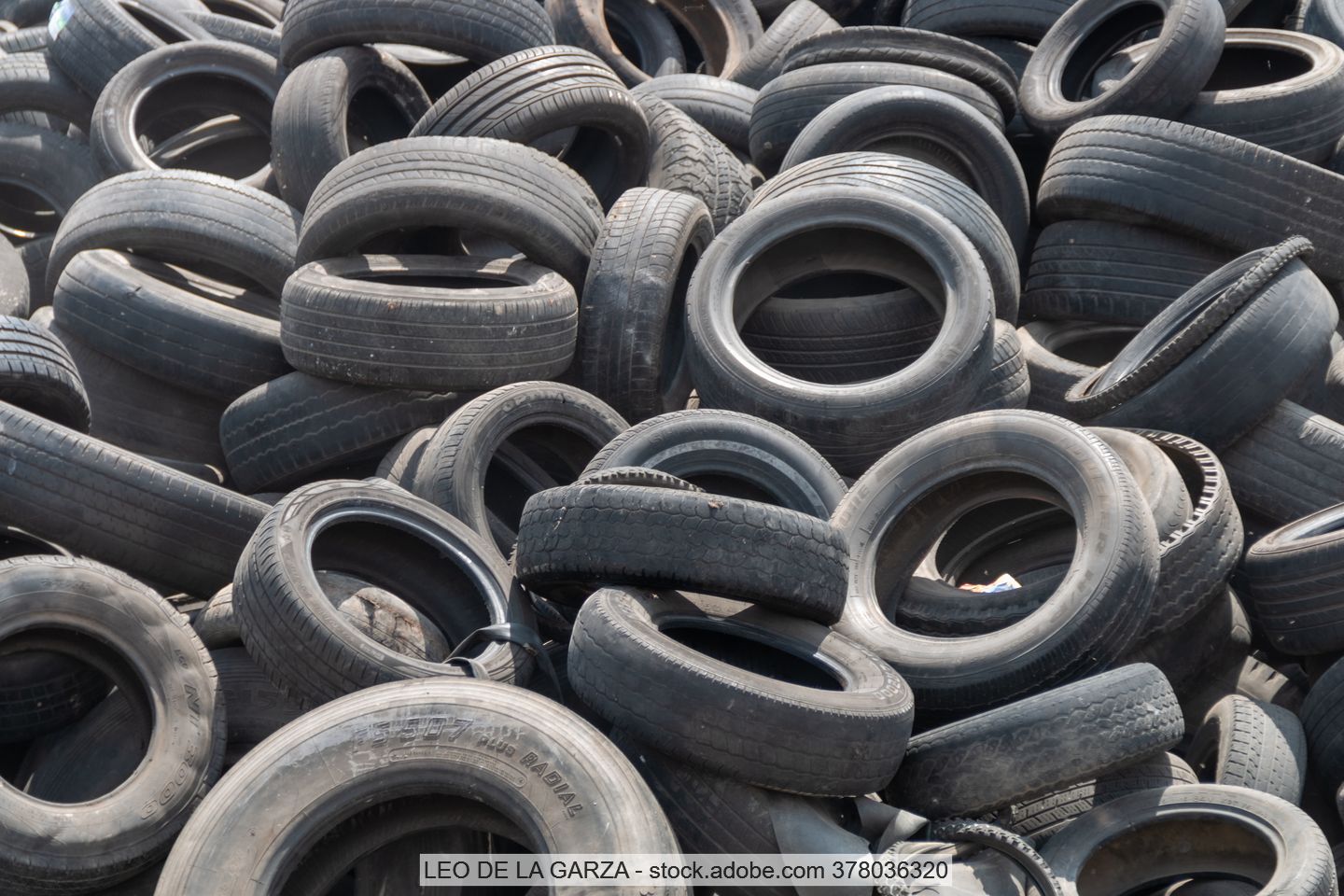 pile of scrap tyres