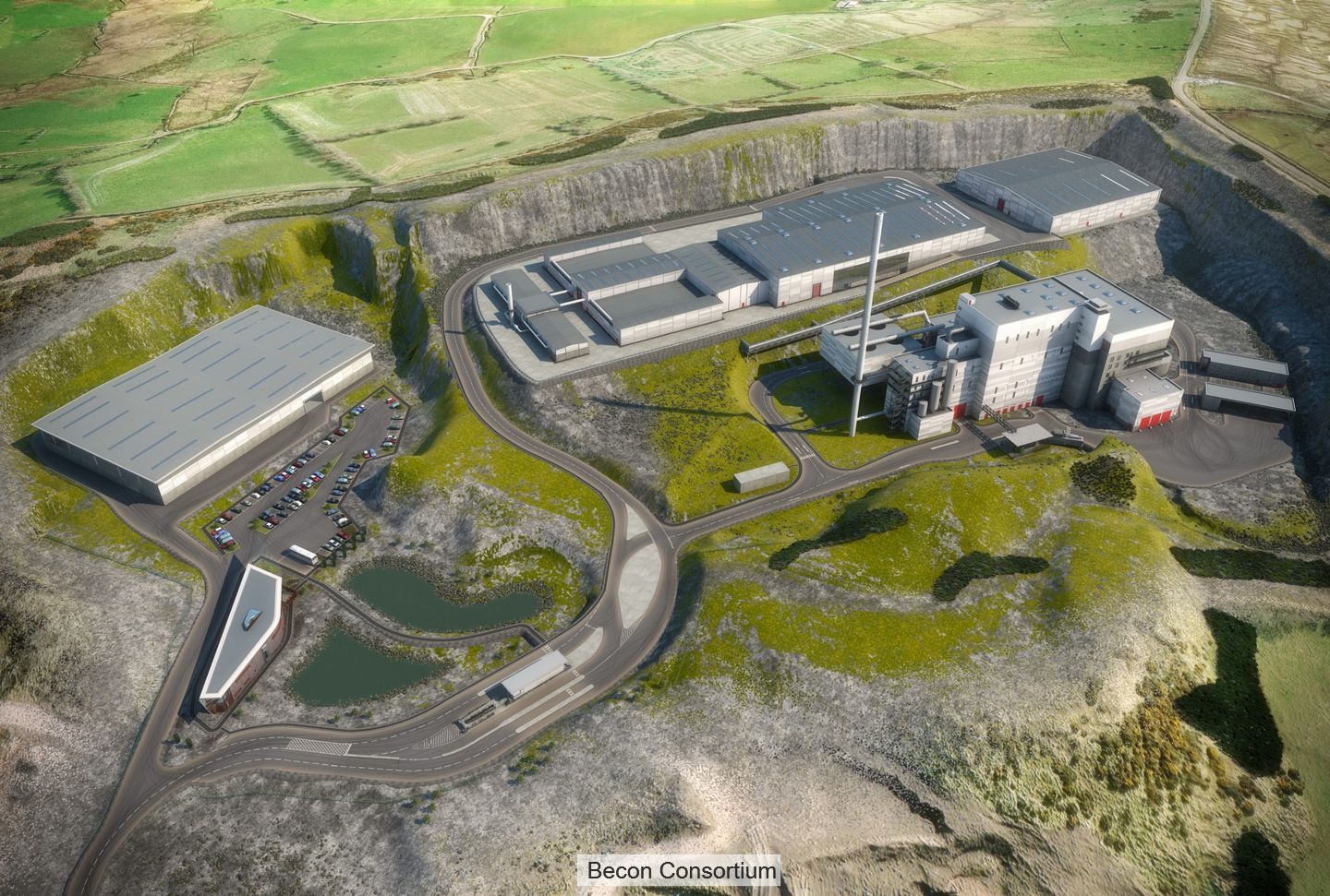 Illustration of planned ARC21 residual waste treatment plant, near Belfast in Northern Ireland