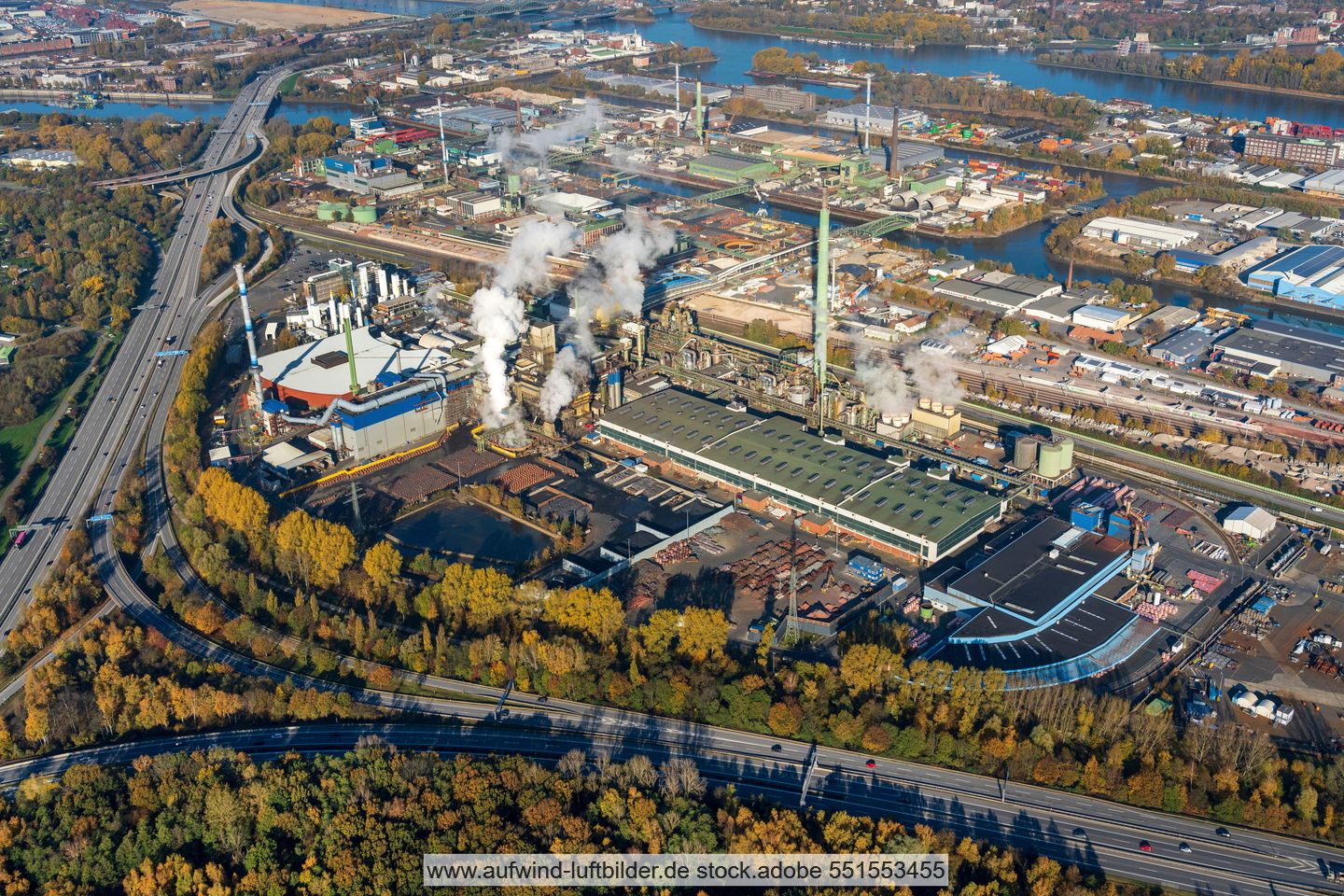 Aerial view of Aurubis plant in Hamburg