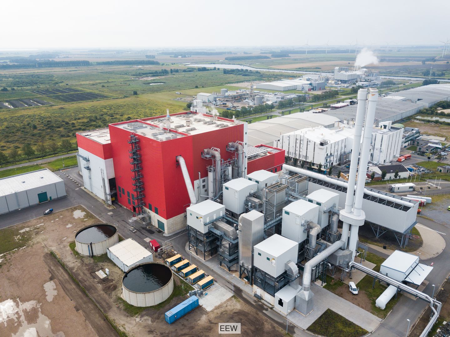 Areal view of EEW's waste to energy plant in Delfzijl, the Netherlands