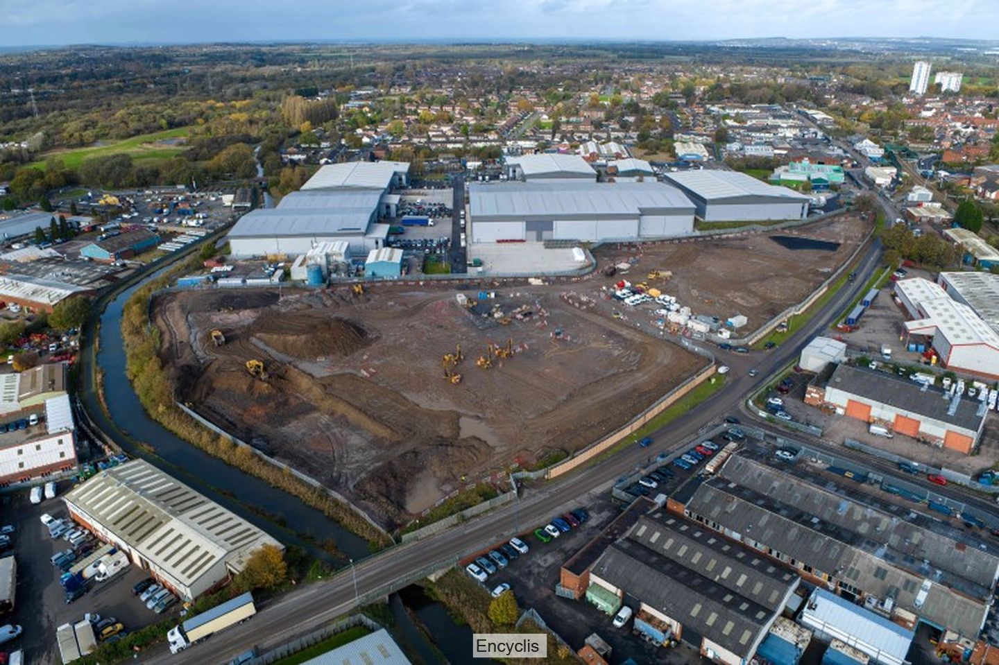 Areal view of the site in Walsall where Ecyclis will build a new waste to energy plant
