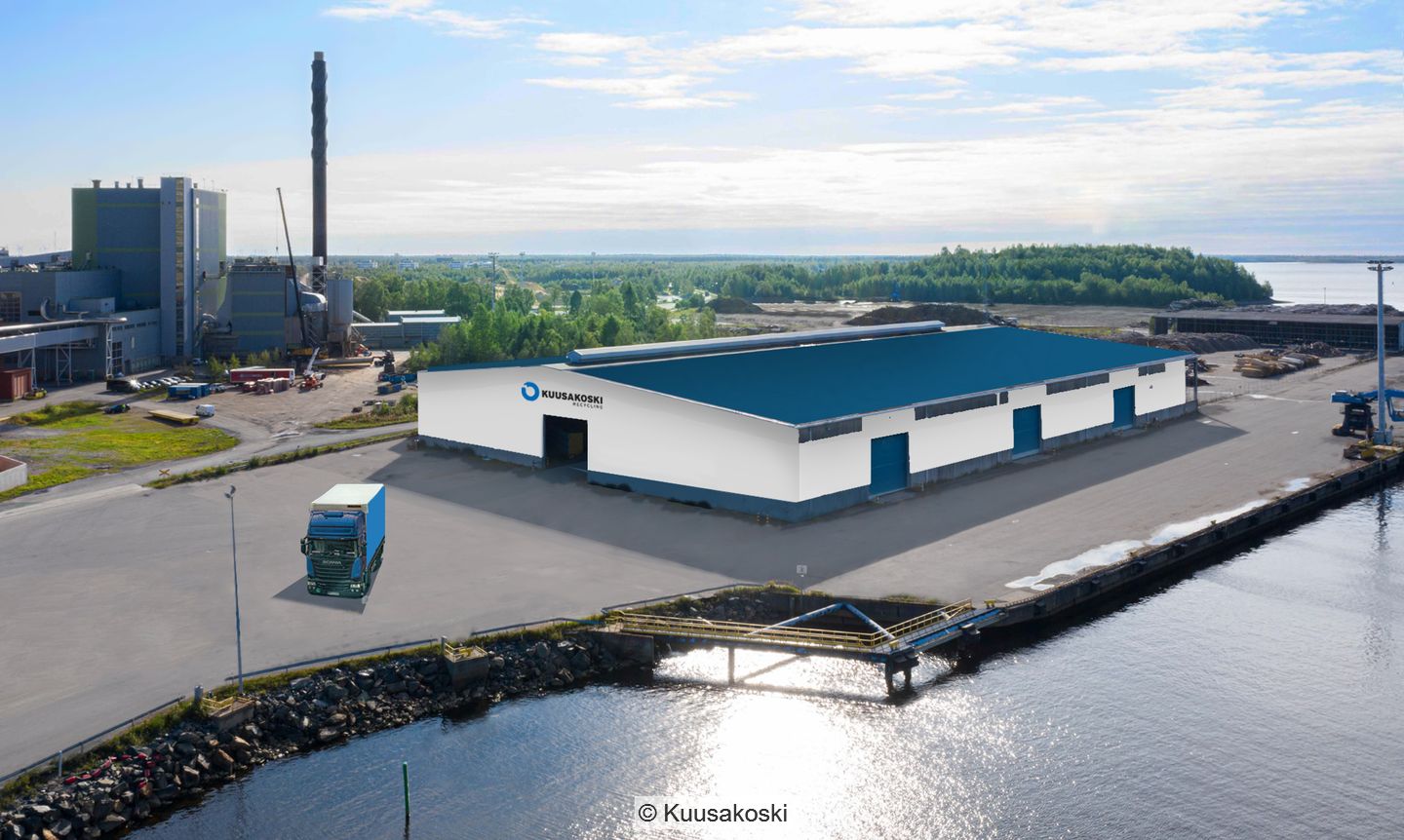Artist's impression of Kuusakoski's ferrous scrap recycling plant to be built in Veitsiluoto near Kemi, Finland