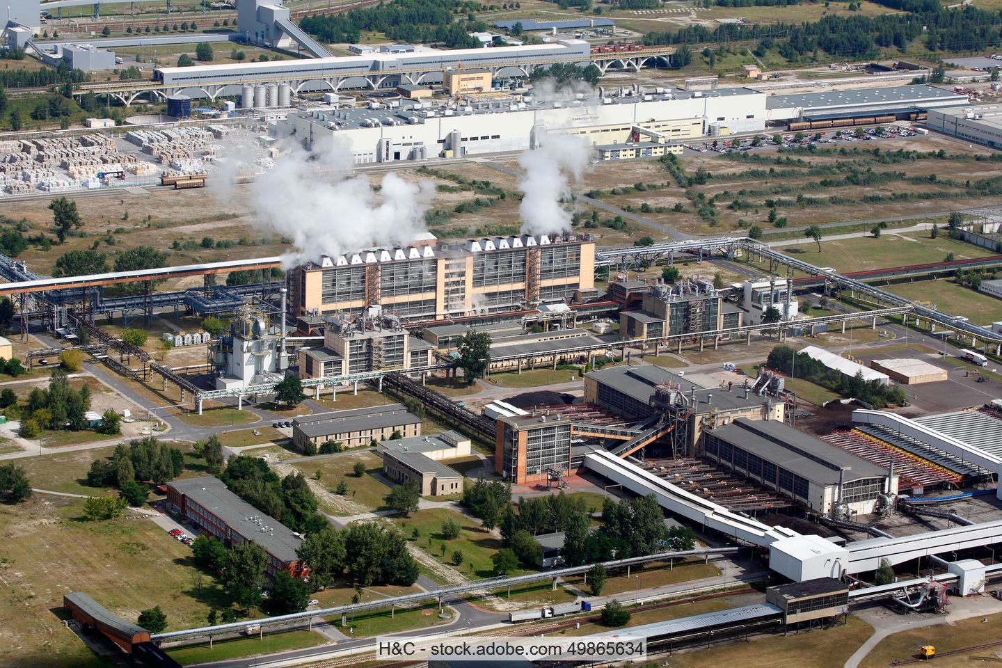 Aerial view of the industrial park Schwarze Pumpe near Spremberg, Germany, where Hamburger Rieger's paper mill and RDF power plant are located.